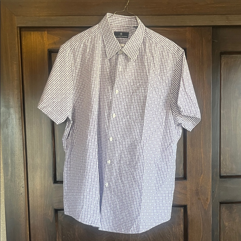 Hart Schaffner Marx Men's Purple Checkered Button Down Shirt